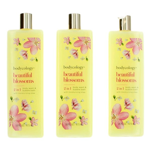 Beautiful Blossoms, 3 Pack 16oz 2 in 1 Body Wash & Bubble Bath women