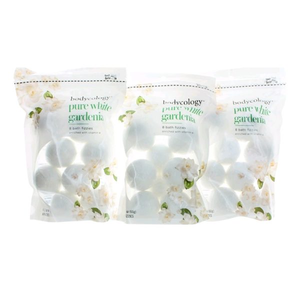 Pure White Gardenia by Bodycology, 3 Pack of 8 Bath Fizzies Total of 24