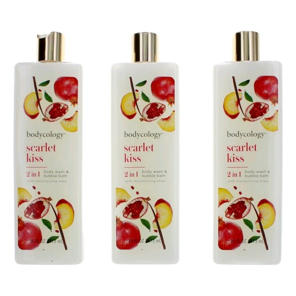 Scarlet Kiss by Bodycology, 3 Pack 16oz 2 in 1 Body Wash & Bubble Bath women