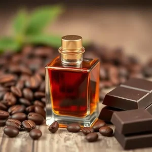 Coffee and cocoa perfume with roasted espresso and dark chocolate.